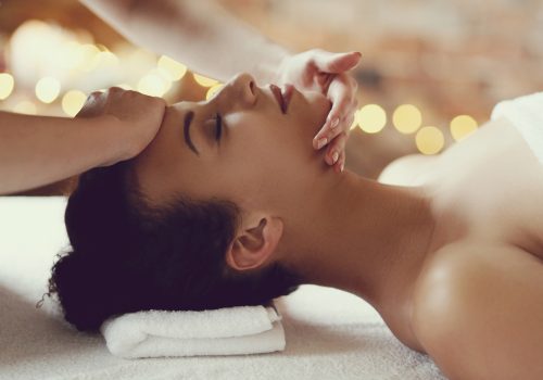 Leisure. Woman in spa salon